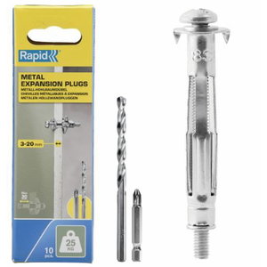 Hollow wall anchor for 3-20 mm wall thickness, 25 kg load 