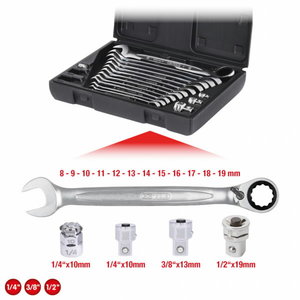 reverse combination spanner set 16pcs 8-19mm GEAR+