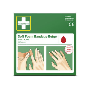 Soft Foam Bandage, beige, 3 cm x  4,5 m, Cederroth