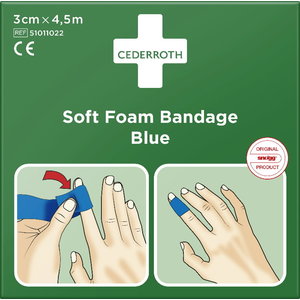 Soft Foam Bandage, Blue, 3 cm x  4,5 m, Cederroth