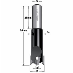 Countersink with parallel shank 90°  S=10x25 Z2 HW RH 