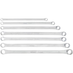 CHROMEplus Double ring spanner set, extra long, 7 pcs