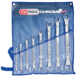 CHROMEplus Double ring spanner set, offset, 8 pcs