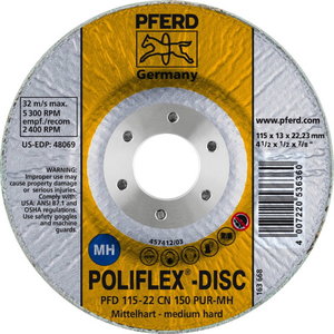 Диск для тонкого шлифования Poliflex CN 115x22mm 150 PUR-MH, PFERD