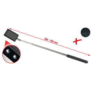 Telescopic mirror with led light 260-760mm, 50x80mm, Kstools