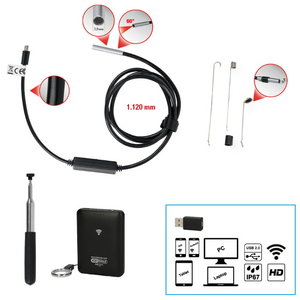 Wi-Fi video scope set with Ų 3.9 mm 0° front camera probe, 7, KS Tools