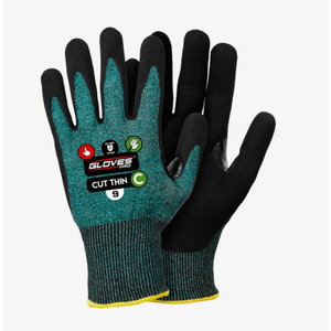 Pirštinės, atsparios įpjovimams, CUT THIN,  C, žalia/juoda 1, Gloves Pro®