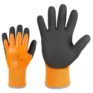 Work gloves polyester, double latex coating, acryle lining, KTR