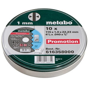 Rinkinys pjovimo diskų plienui 10 vnt  115x1,0x22 mm, Metabo