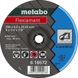 Шлифовальный диск по металлу 125x6x22 A 24-N, METABO