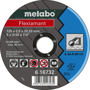 Режущий диск по металлу 125x2,5x22 A30S, METABO
