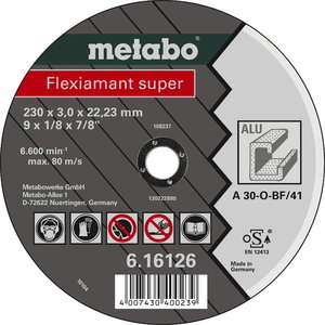Diskas pjovimo FLEXIAMANT SUPER,125X2,5X22,23, Alium TF 41, Metabo