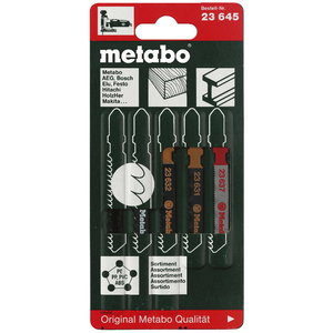 Jig saw blade set for wood, plasterboard and  metal, 5pcs in pack, Metabo