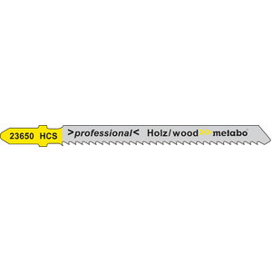 Jig saw blade for wood HCS, tooth ground reverse, 5pcs in pack 2,5/75mm, Metabo