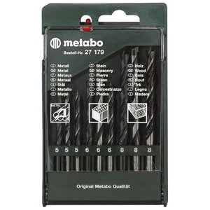 Смешанный комплект свёрл из 9 частей по дереву/металлу/бетону, METABO