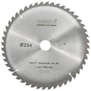 Sawblade 254x2,4/1,8x30mm, z48, WZ, -5°, Classic, Metabo