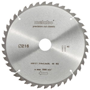 Circular saw-blade 216x2,4/1,8x30, z30, WZ, 22°, Classic, Metabo