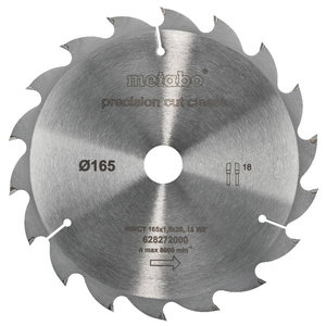 Pjovimo diskas 165x1,8/1,2x20mm, z18, WZ, 20°, Classic., Metabo