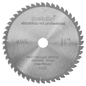 Saw blade Aluminium Cut Prof MKS18 LTX57 165x20 Z48 FZ/TR -5°, Metabo
