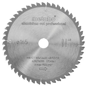Pjovimo diskas Aluminium Cut Prof MKS18 LTX57 165x20 Z48 FZ/TR -5°, Metabo