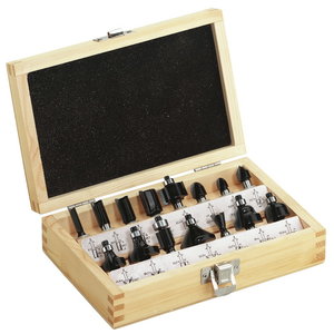 Carbide router bit set 15 pcs., Metabo