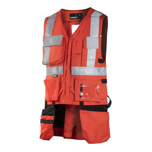 Vest 6320LU hanging pockets hi-vis CL2, red, DIMEX