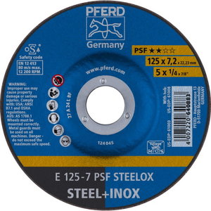 Grinding wheel PSF STEELOX 125x7/22,23mm, Pferd