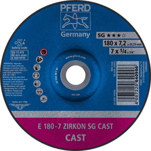 Grinding disc SG Cast 180x7mm ZIRKON, Pferd