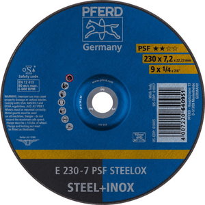 Šlifavimo  diskas PSF STEELOX 230x7mm, Pferd