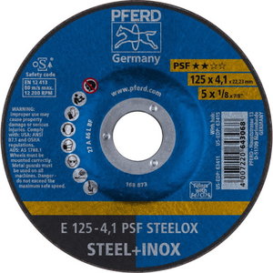 Šlifavimo diskas PSF STEELOX 125x4,1/22,23mm, Pferd