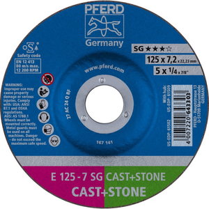 Slīpēšanas disks SG Cast + Stone 125x7mm, Pferd