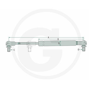 Gas strut 250N A255; B135; C8; d2 22; d1 10; CASE 629922 