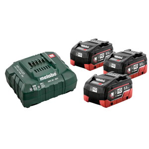 Basic set: 3 x 5.5 Ah LiHD batteries + ASC 30-36V charger, Metabo