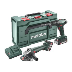18V Combo set: BS 18 + W18 7-125 + 1 x 2,0 Ah+1 x 4,0 Ah, Metabo