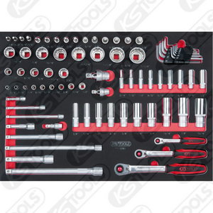 SCS-hylsyavainsarja, 80-osainen, 1/4´´+3/8´´+1/2´´, KS Tools