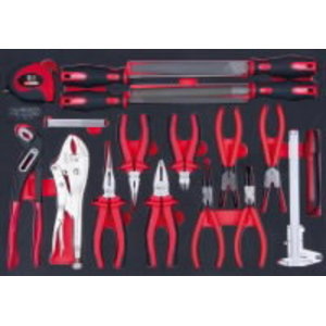 SCS Pliers and file set, 18 pcs, 1/1 system insert, KS Tools
