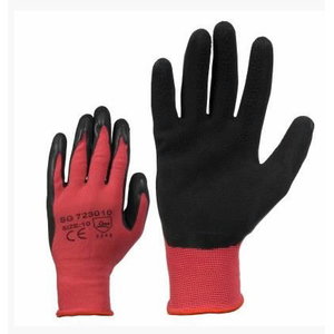Gloves, knitted nylon glove with black latex 10