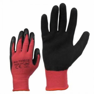 Gloves, knitted nylon glove with black latex 11