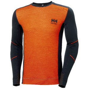 Apatiniai marškinėliai LIFA MERINO CREWNECK, oranžinė/juoda M, Helly Hansen WorkWear