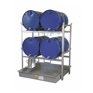 Drum rack type 800 w. barrel support 4x200L, collection tray 