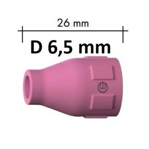 Ceramic gas nozzle, Abitig 150/260W d=6,5mm, l=26mm, Binzel
