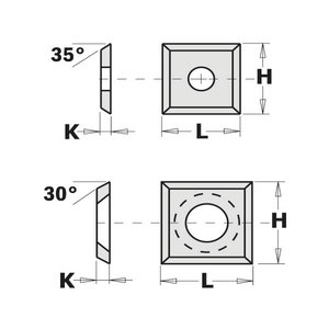 HWF1739 WENDEPLATTE (4 SCHNEIDEN 30°) 13.6X13.6X2MM 