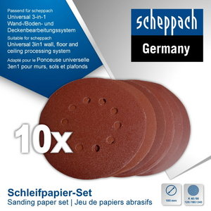 Velcro slīppapīra komplekts CGP1200 Ø180mm P40/80/120/180/240, Scheppach