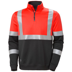 Product image of: Sweater Addvis, Hi-Vis, CL1, halfzip, red XL, Helly Hansen Workwear