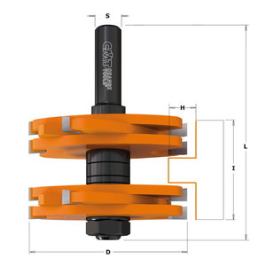 Tenon cutting router bit HW D=75 I=44,5 T1=9,5-15,8 S=12,7 Z2