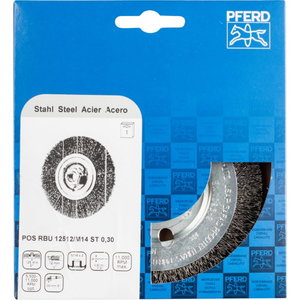 Diskinis vielinis šepetys RBU Steel 125x12/M14mm 0,3mm