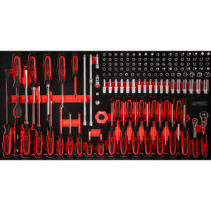 1/4" galinių raktų ir atsuktuvų komplektas putplasčio įdėkle 146pcs
