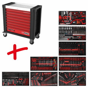 Tool trolley Perfomanceplus P25, 8-drawers + 564pc set, KS Tools