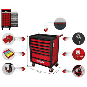 RACINGline BLACK/RED tool cabinet with 7 drawers, KS Tools
