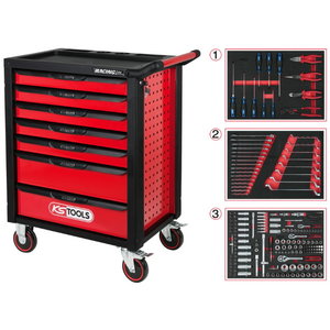 RACINGline  tool cabinet with 7 drawers+215pc tool set, KS Tools
